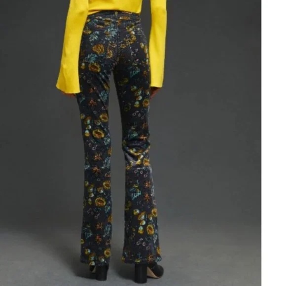 Anthropologie Pilcro The Icon Flare Low-Rise Corduroy Floral Pants - Picture 3 of 12